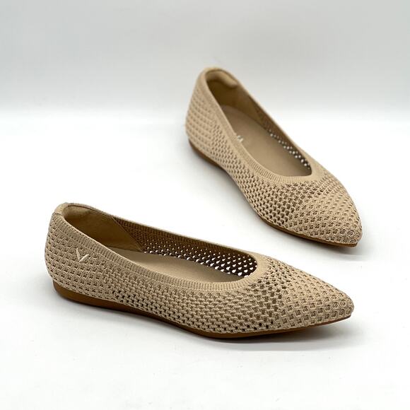 VIVAIA Aria Pointed Toe Breathable Mesh Ballet Flat Women 5.5 Almond Tan Comfort - Picture 1 of 10